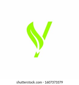 Y Letter logo. Vector gree...tters logo with leaves
