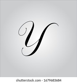 Y letter logo with white background.Script letter logo.The black letter icon.