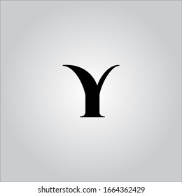 Y letter logo with white gradient background.Nice letter icon.Black letter logo design.