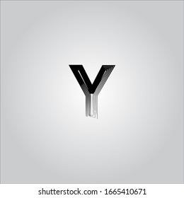 Logotipo de letra Y con fondo de degradado blanco.Icono de letra negra.Diseño agradable de letras.