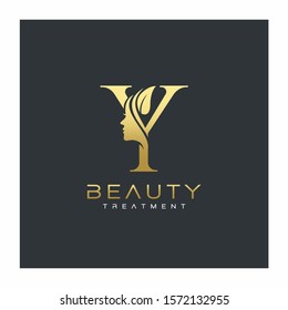 Y Letter Luxury Beauty Face Logo Design Vector