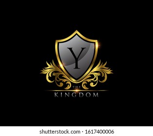 Y Letter Luxury Golden Shield Logo Icon, 
