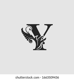 Y Letter Luxury Logo Icon,  Monogram vector design concept abstract nature floral  letter with leaves