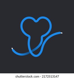 Y letter made shoelace. Vector isolated font for app logo, sport design, creative template and more