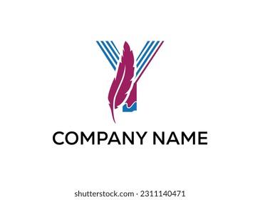 y letter Modern abstract Creative 
 digital feather logo. vector illustration logo. modern style Awesome logo in shape a template Mode flat.