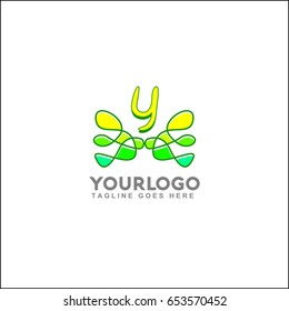 Y letter modern green line logo. Abstract tree element vector illustration. Best for identity and logotype.