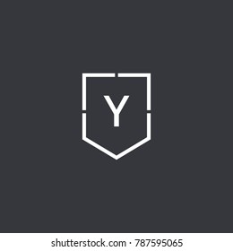 Y letter modern simple line shield logotype