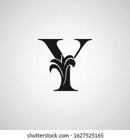 Y Letter Monogram Initial Logo Icon, Simple luxury vector design concept abstract nature floral leaf.