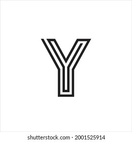 Logo de monograma de letra Y en estilo de arte de línea.