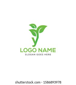 Y Letter natural logo design template