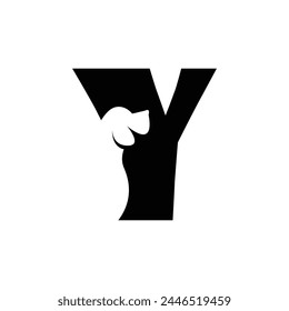 Y letter with a negative space dog logo