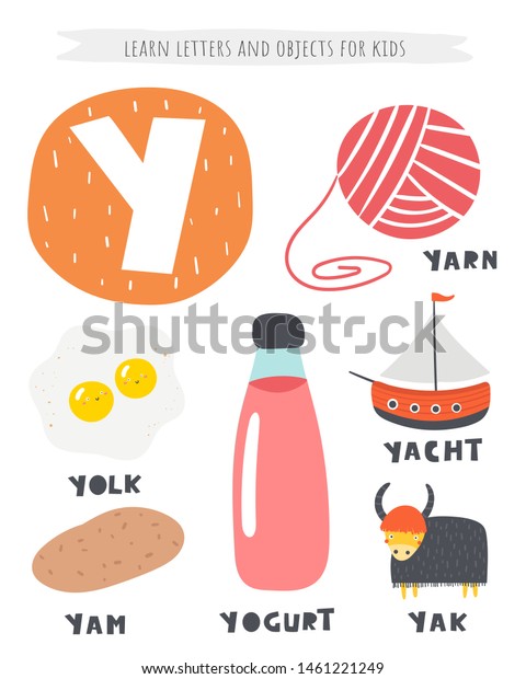Y Letter Objects Animals Including Yam Stock Vector Royalty Free