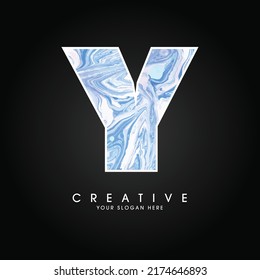 Y Letter on Marble texture Initial. Creative Minimal Monochrome Monogram emblem design template. Graphic Alphabet Symbol for Luxury Fashion Corporate Business Identity. Elegant Vector element