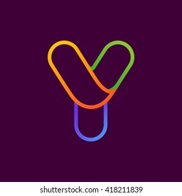 Y letter one line neon colorful logo. Font style, vector design template elements for your application or corporate identity.