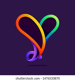 Y letter one line rainbow colors logo. Font style, vector design template elements for your application or corporate identity.