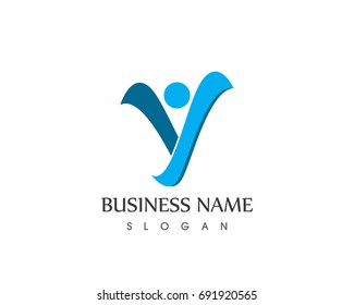 Y Letter People Logo Design Template