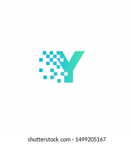 Y Letter pixel logo design modern template
