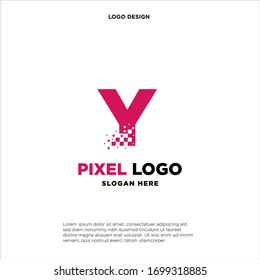 Y Letter pixel logo design modern template