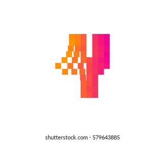 Y Letter Pixel Logo Design Element