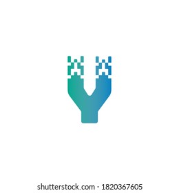 Y Letter Pixel Media Technology Logo Design Template