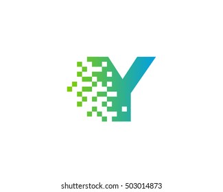 Y Letter Pixel Motion Logo Design Template 