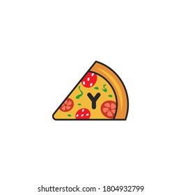 Y letter pizza slice logo.Pizza cafe logo, pizza icon, emblem for fast food restaurant. Simple flat style y pizza logo on white background, white isolated background.