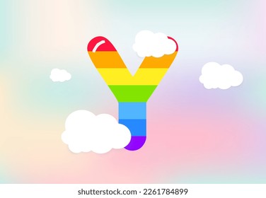 Y Letter Rainbow patterns design, abstract rainbow letter for kids, love, family and scholl concept vector illustration design