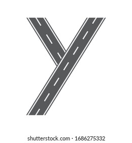 Y letter for Road or street font. Flat and solid color vector illustration.