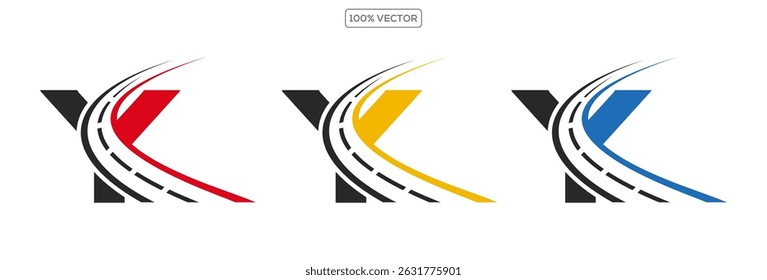 Y letter road way logo creative design template in transparant background  