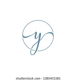 Y letter script luxury circle logo designs
