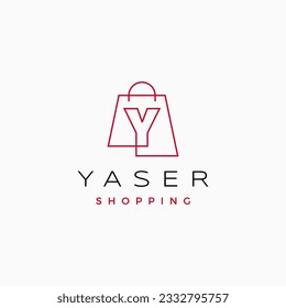 Y letter Shop Shopping Bag Logo Vector Icon illustration