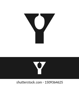 Y Letter Spoon Logo Design Template Inspiration, Vector Illustration.
