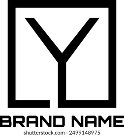 Y letter and square logo design 