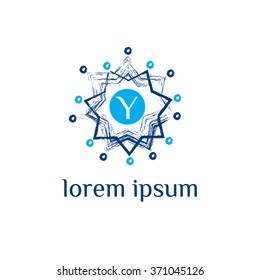 Y letter in star shape vector logo template (sign, symbol, emblem, ornament)