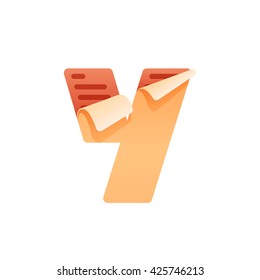 Y letter with task list icon. Task list paper. Vector paper style typeface. Task list icon letter for card, app icon, corporate identity, label or poster.