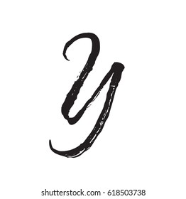 y letter, text design. Vector calligraphy. Typography poster. Usable as background.