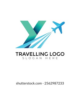 Y letter travlling Creative vector templates abstract typography colorful logo design