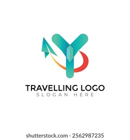 Y letter travlling Creative vector templates abstract typography colorful logo design