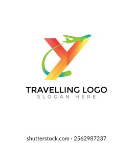 Y letter travlling Creative vector templates abstract typography colorful logo design