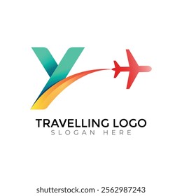 Y letter travlling Creative vector templates abstract typography colorful logo design