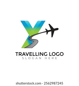 Y letter travlling Creative vector templates abstract typography colorful logo design