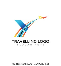 Y letter travlling Creative vector templates abstract typography colorful logo design