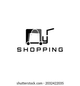 Y Letter Trolley Shopping Logo. Simple and modern.