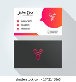 Y Letter typography Alphabet logo Minimal Corporate business card design template