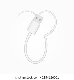 Y letter usb cable realistic vector style. İsolated font for logo, application, creative technology design and more