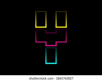 Y letter vector desing, Cmyk color font logo. Dynamic split blue, pink, yellow color on black background. For social media,design elements, creative poster, web template and more