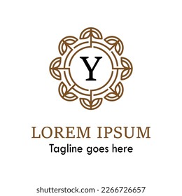 y Letter Vector Logo design with Abstract mandala flower swirl icon vector design