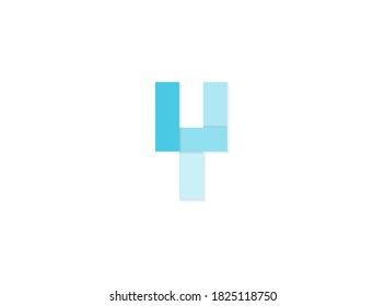 Y letter, vector logo, paper cut desing font made of blue color tones .Isolated on white background. Eps10 illustration