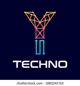 Plantilla de logotipo vectorial de letras Y. Este diseño utiliza el símbolo del alfabeto. Adecuado para la tecnología.