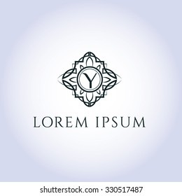 Y  letter vector logo template (sign, symbol, emblem, ornament). Suitable for designs for Cafe, Hotel, Jewelery, Fashion